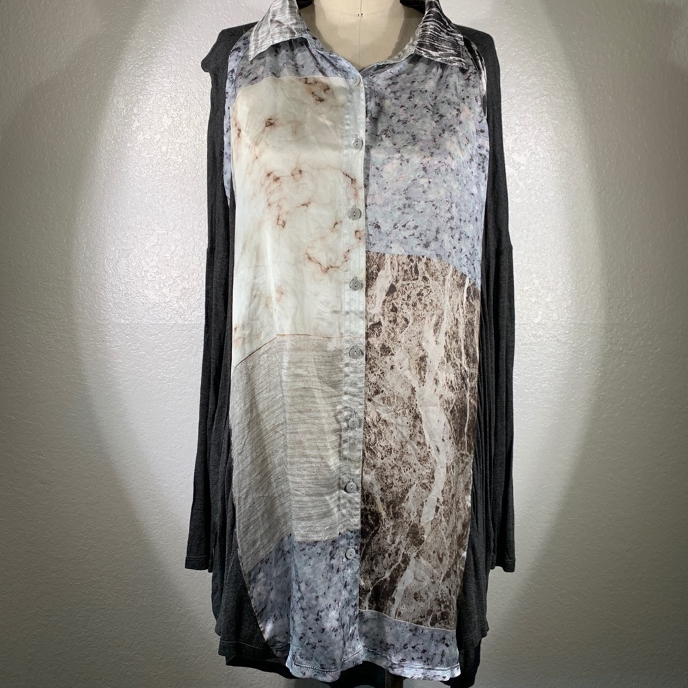 Johnny Was Biya mixed media marble silk tunic NWT